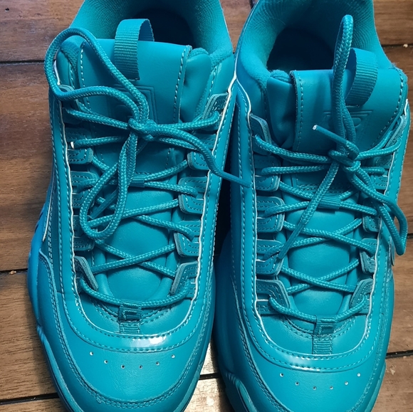 FILA: DISRUPTOR II TURQUIOSE CHUNKY SNEAKERS - Picture 4 of 4